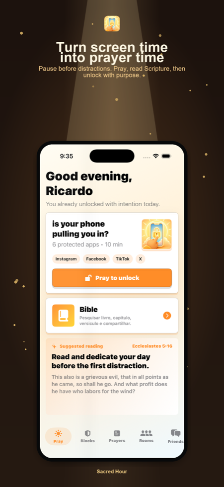 Sacred Hour prayer screen